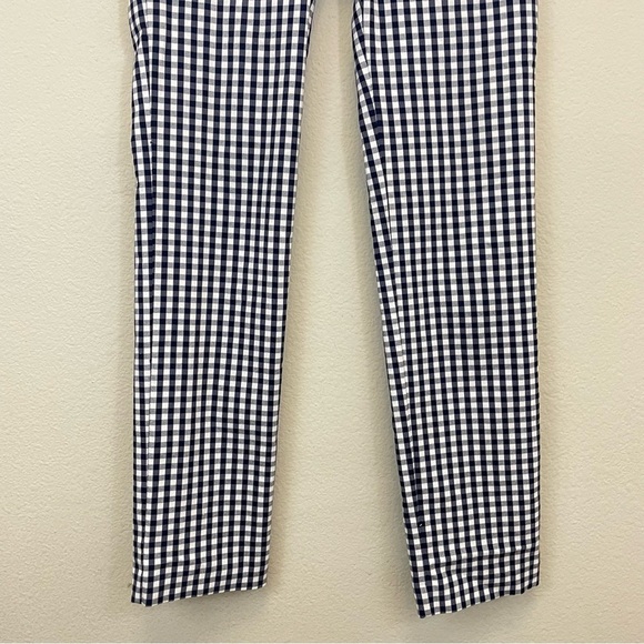 J. McLaughlin Masie Gingham Plaid Slim Straight Leg Pull On Pants Navy Size 4 - Picture 5 of 9